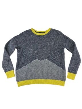 Trouvé navy white yellow crew neck pullover Small cotton nylon mohair angora